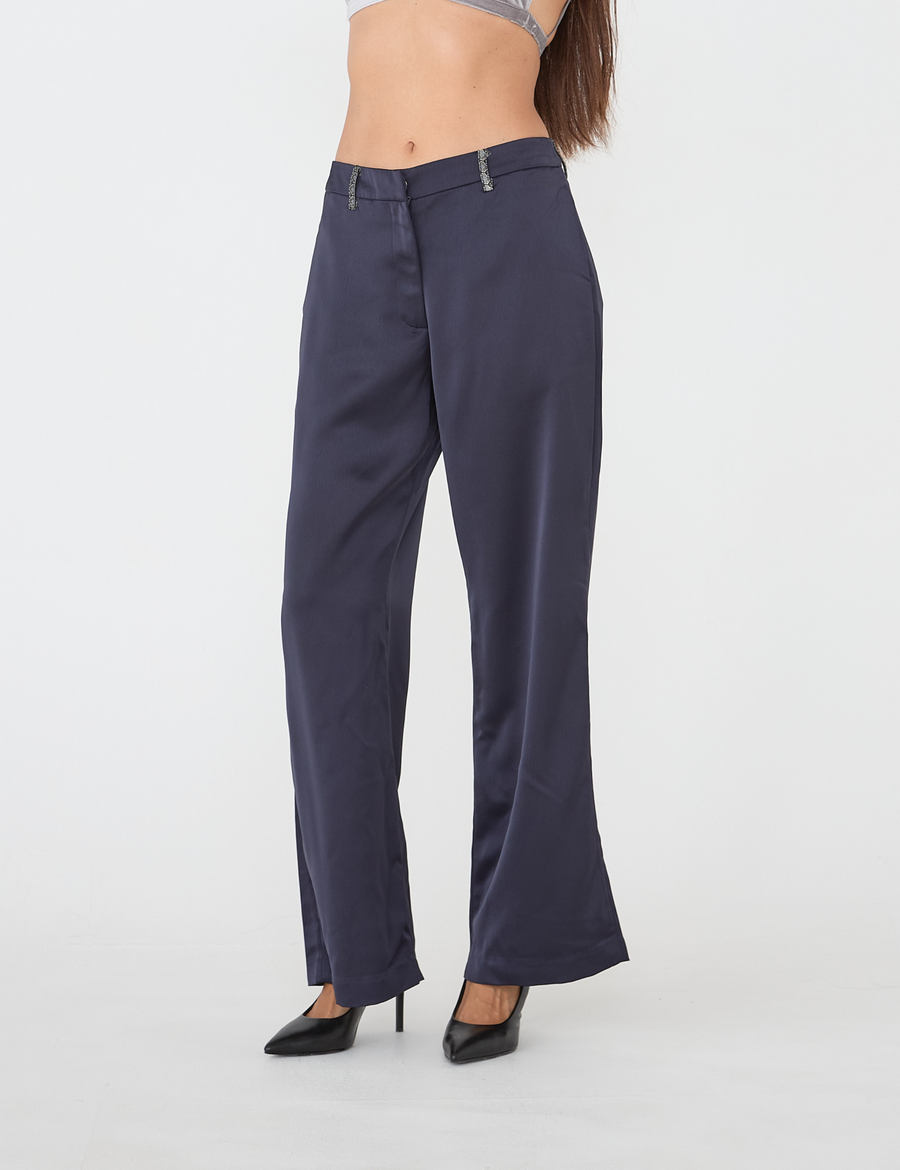 wagara tailored satin suit pants / navy