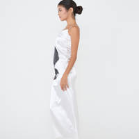 Garden Grace Satin Maxi Dress / 胡粉(White)