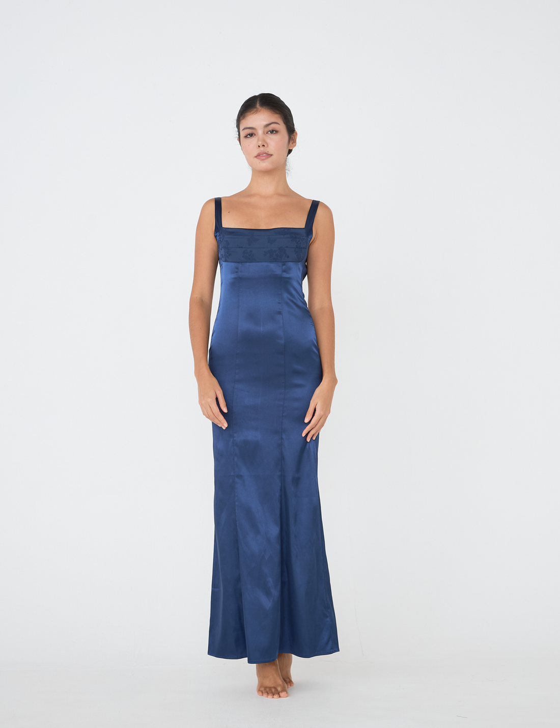 Serene Satin Draped Dress / Navy