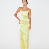 Serene Satin Draped Dress / 花葉(Yellow)