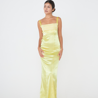 Serene Satin Draped Dress / Hanaba (Yellow)