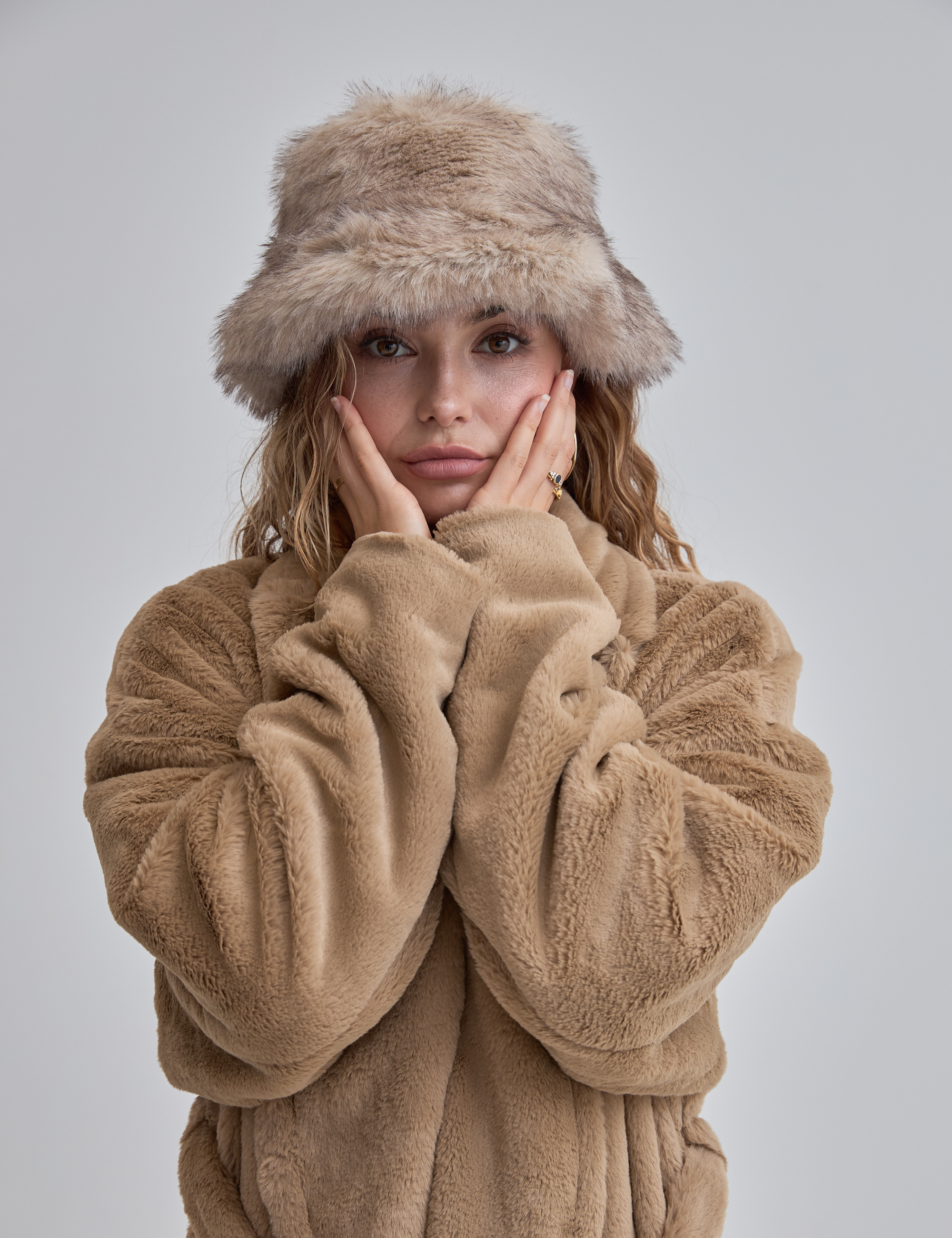 Cozy Up Premium KIMONO Fur Coat / flax(beige)