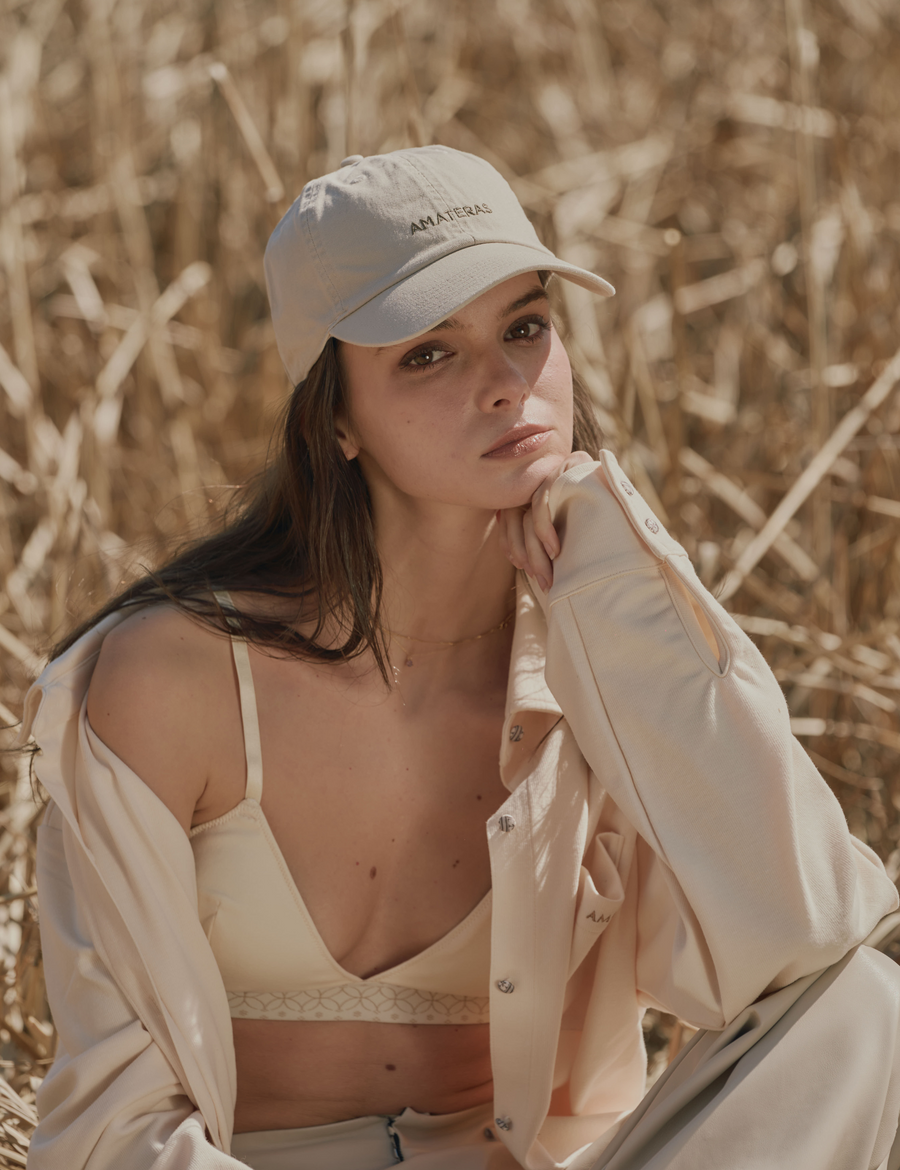 everyday cotton logo cap / flax (beige)