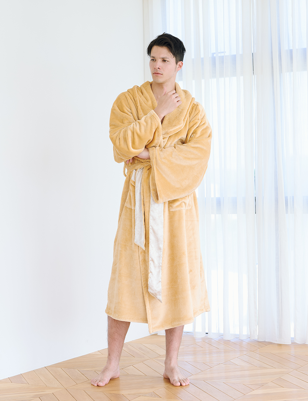 Cuddle Cloud Luxe KIMONO Robe / Honey(light yellow)