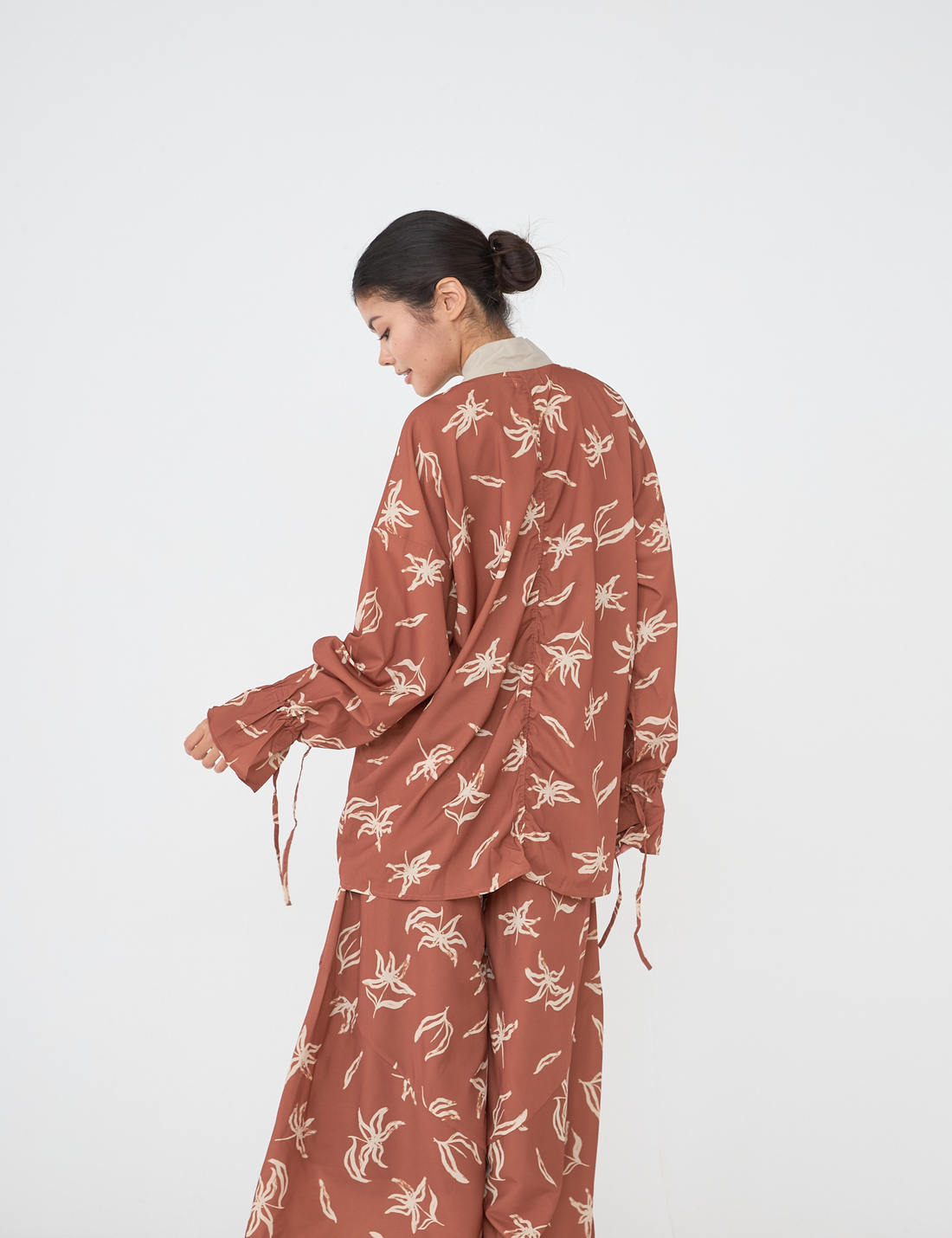 resort long sleeve KIMONO shirt / 琥珀(orange)