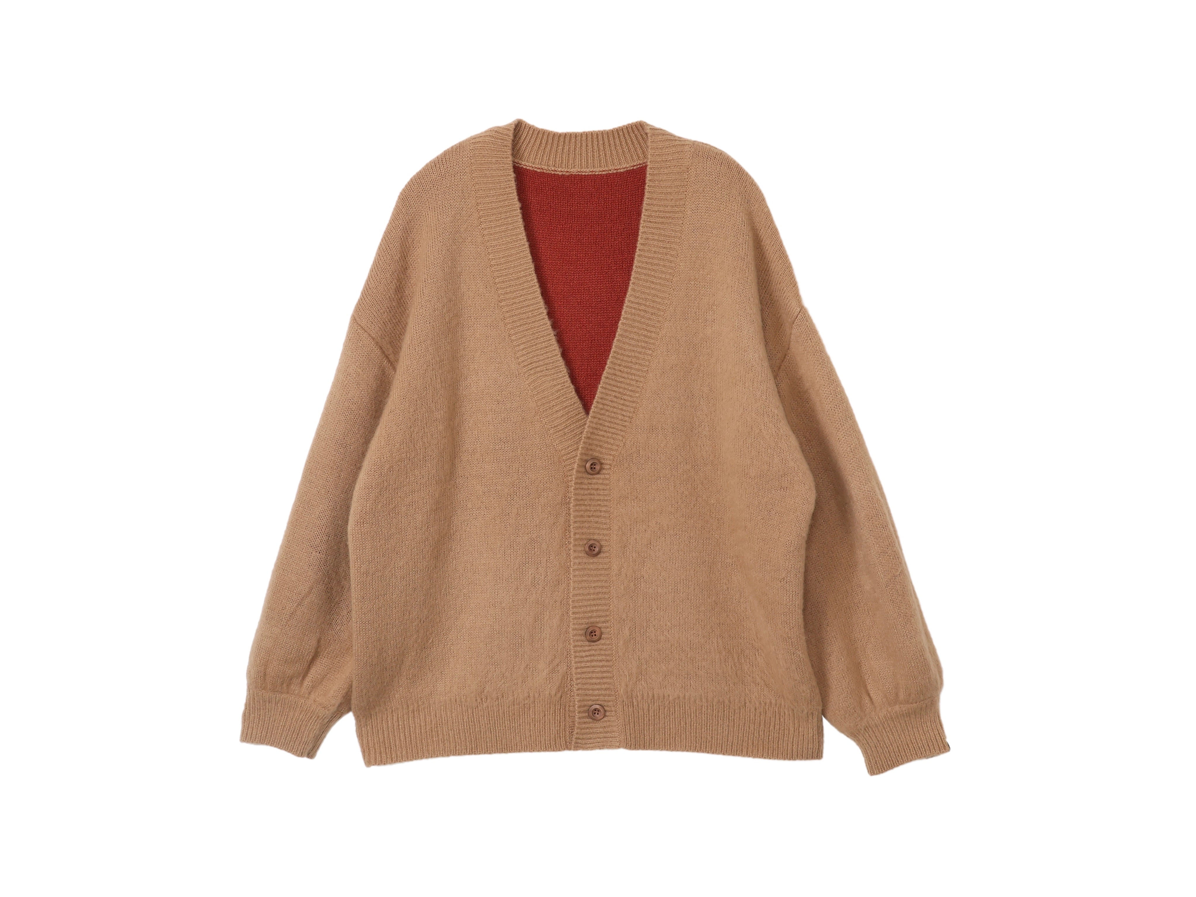 reversible V-neck knit cardigan / 蜂蜜(mustard × navy)