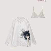 "Soft Embrace Set"（Bralette + Satin Shirt） / 胡粉(white)