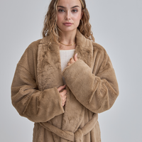 Cosy Up Premium KIMONO Fur Coat / 亜麻(beige)