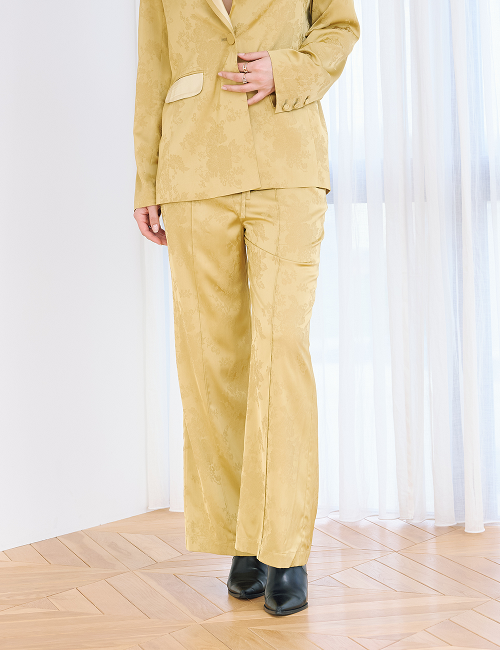 Jacquard Lounge Satin Pants / 芥子(mastard)