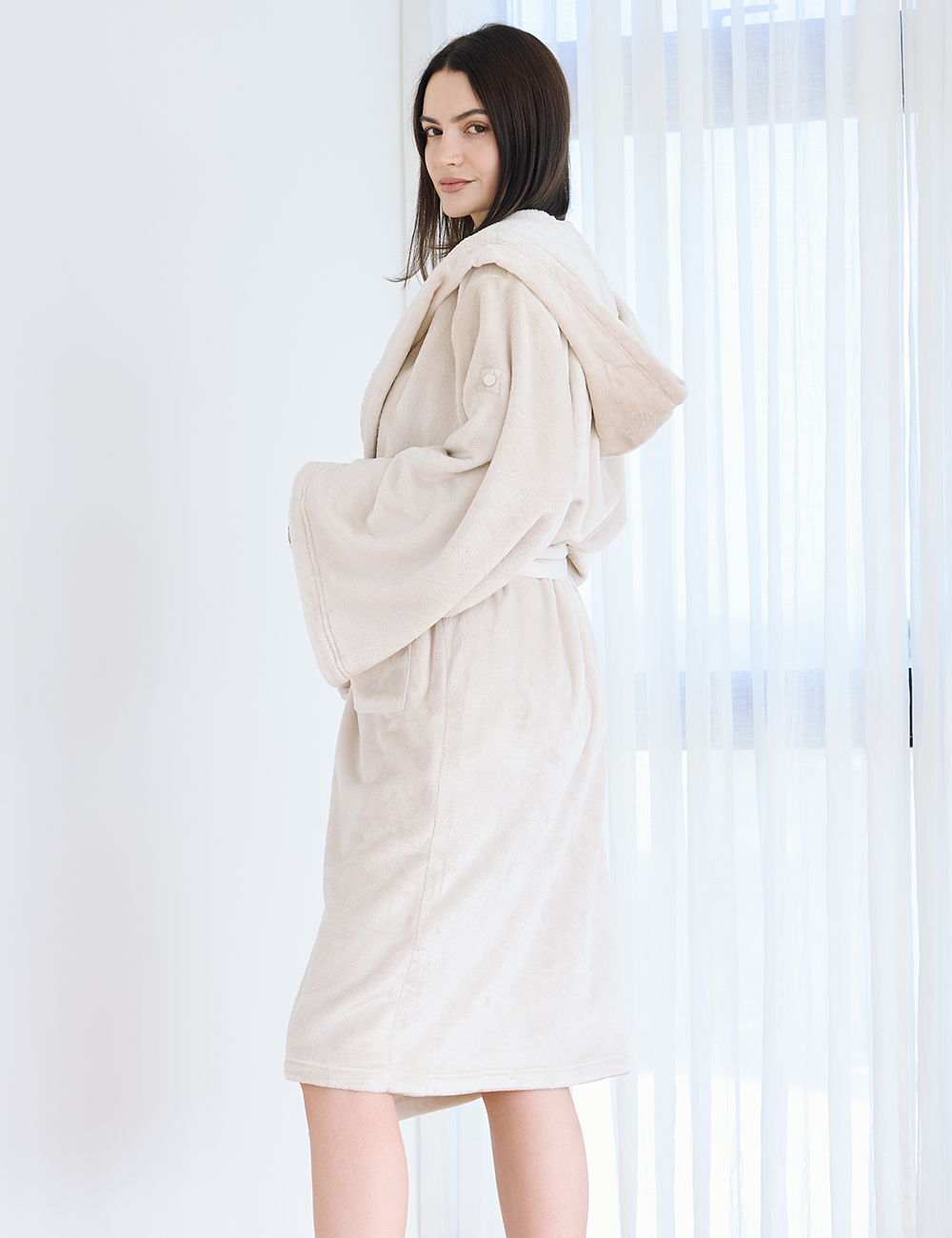 Cuddle Cloud Luxe KIMONO Robe / 白花(ivory)