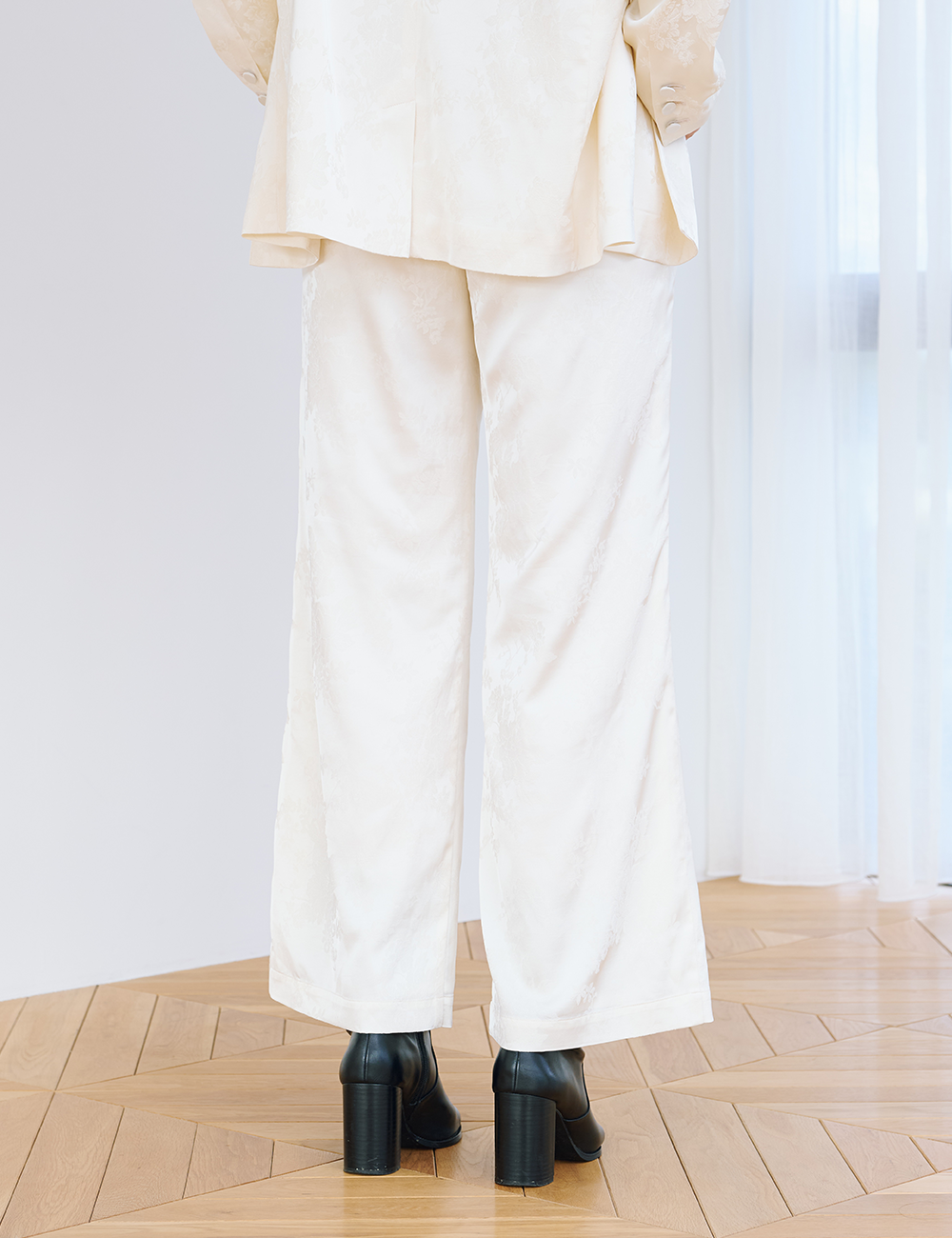 Jacquard Lounge Satin Pants / 白花(ivory)