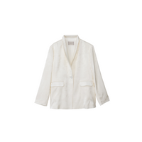 Jacquard Lounge Satin Jacket / White Flower(ivory)