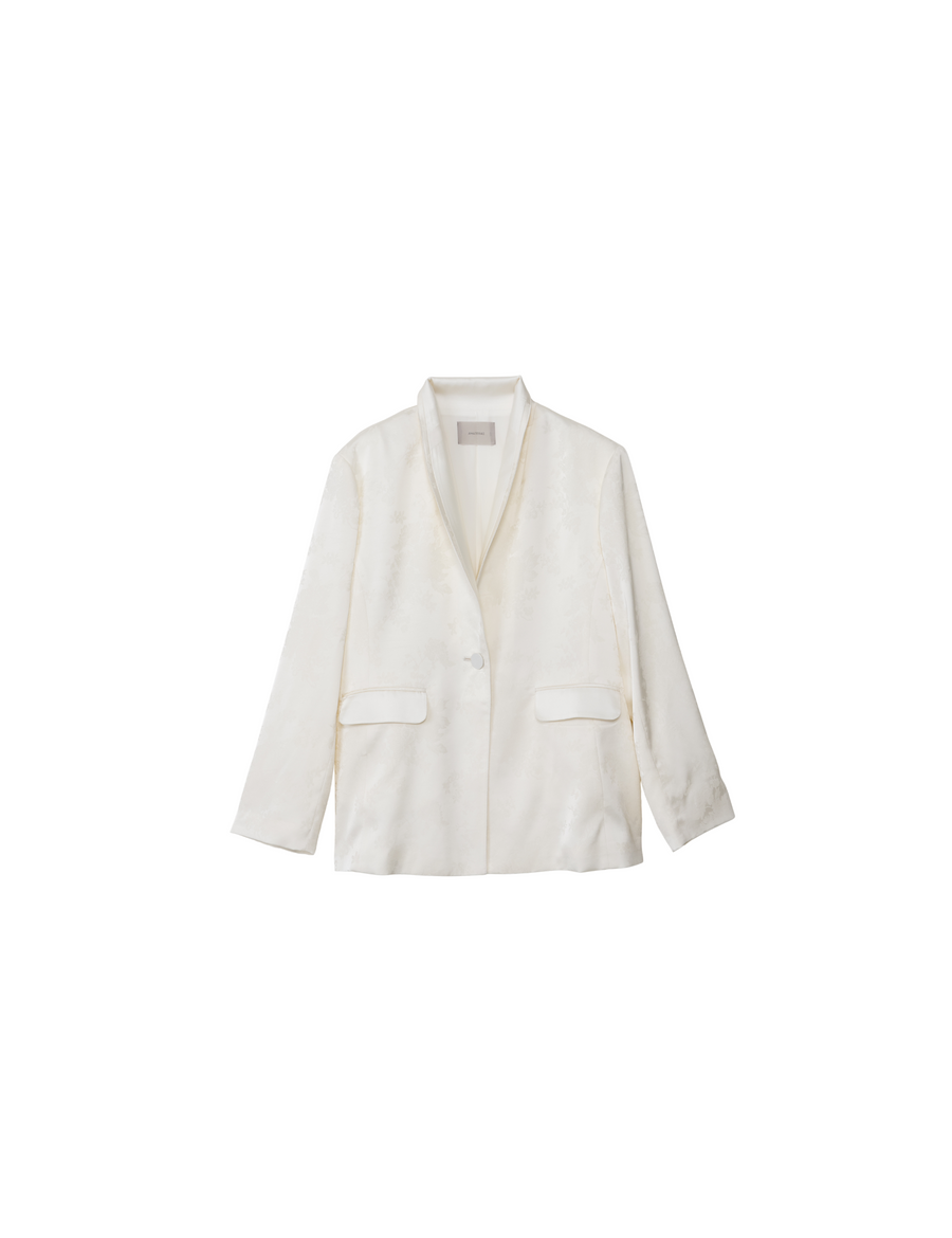 Jacquard Lounge Satin Jacket / White Flower(ivory)