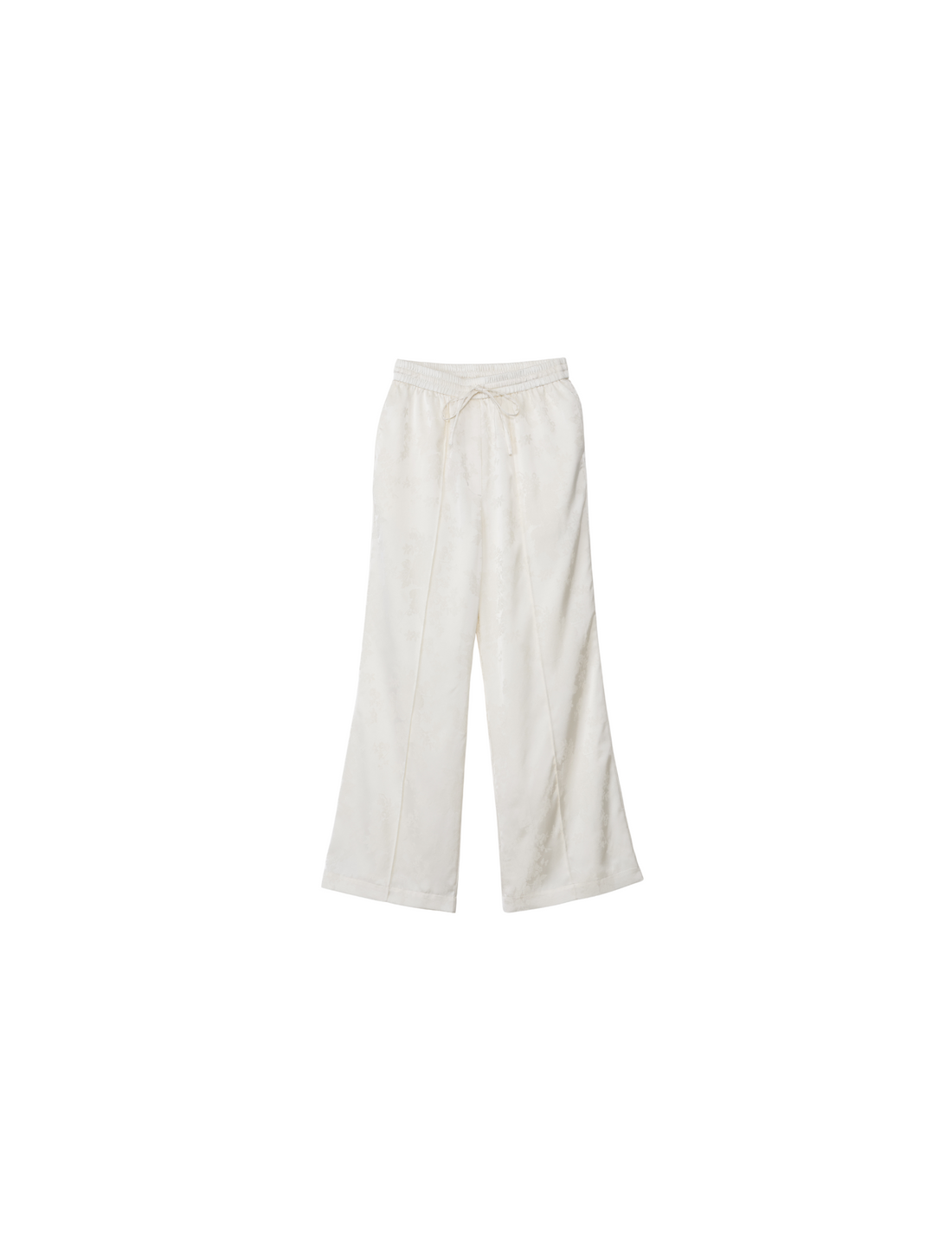 Jacquard Lounge Satin Pants / White Flower(ivory)