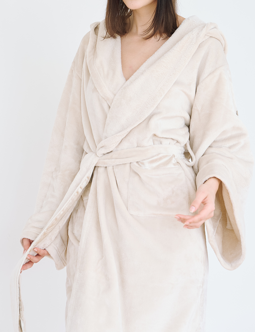 Cuddle Cloud Luxe KIMONO Robe / White Flower(ivory)