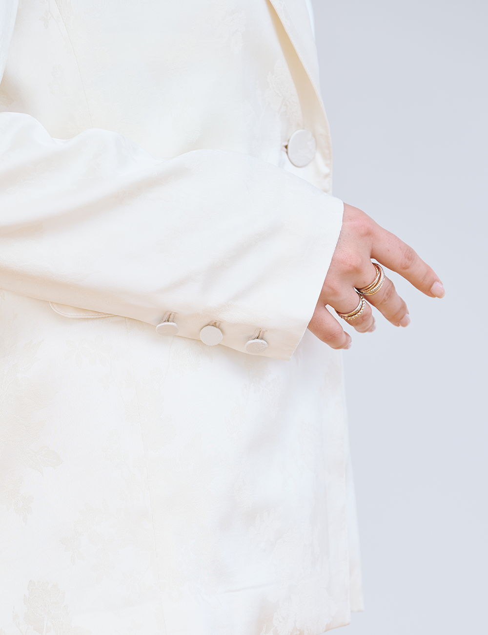 Jacquard Lounge Satin Jacket / 白花(ivory)