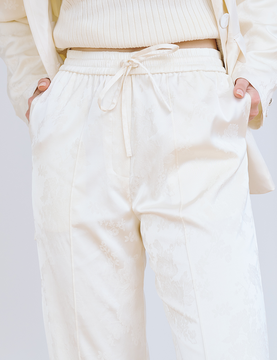 Jacquard Lounge Satin Pants / 白花(ivory)