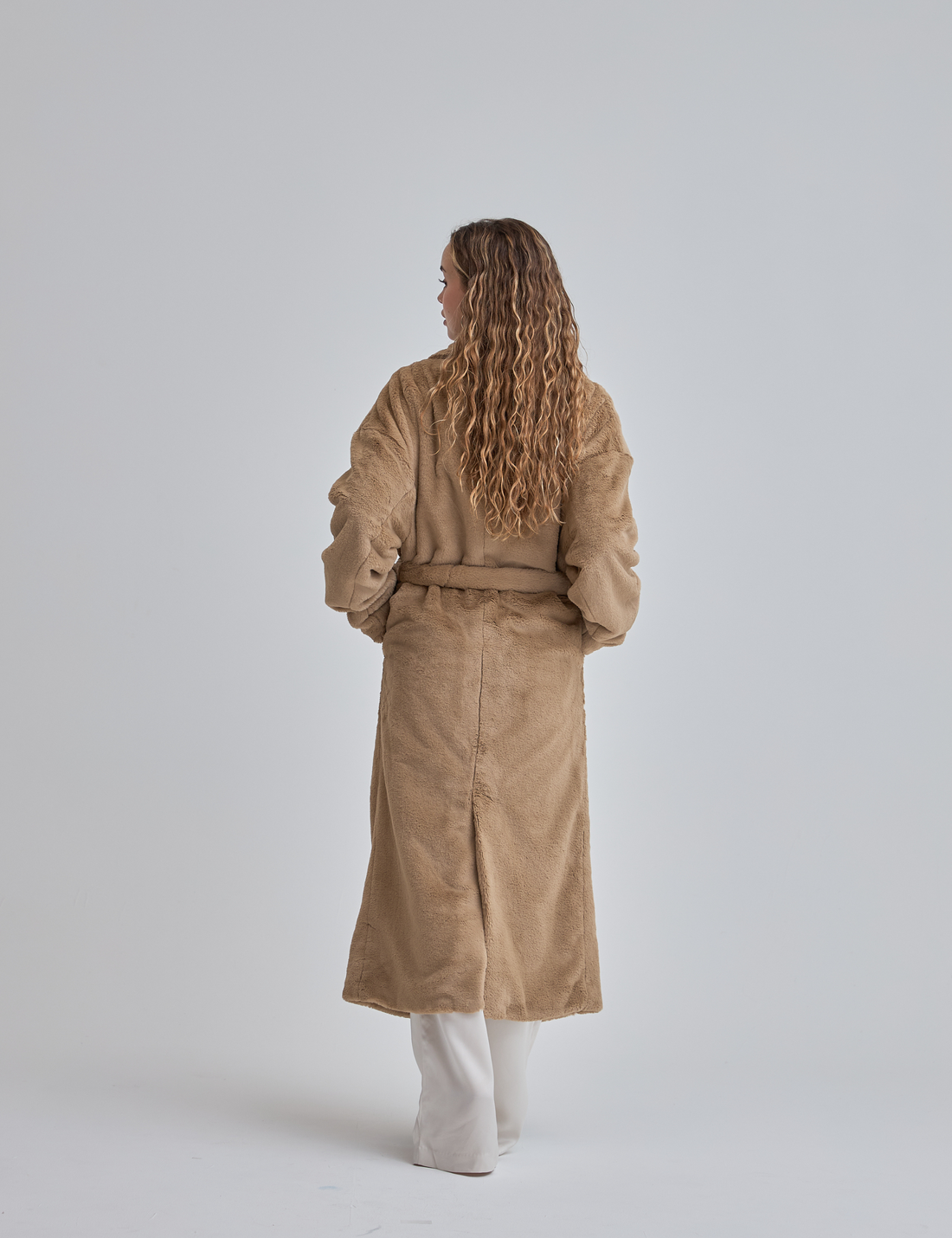 Cozy Up Premium KIMONO Fur Coat / flax(beige)