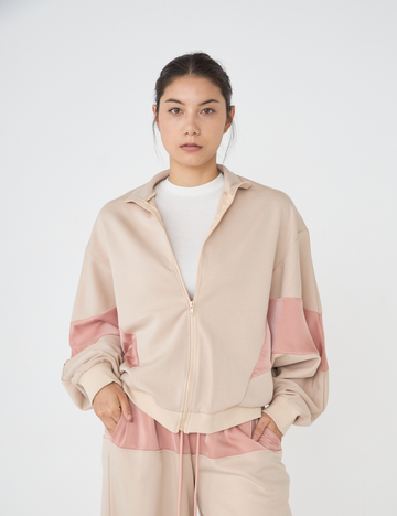 dolman full zip jacket / flax (beige)