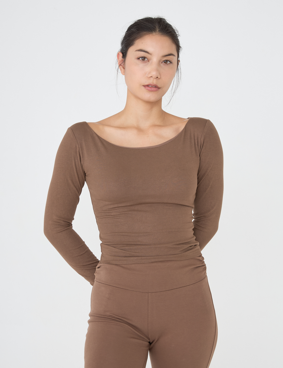 Padded Long Sleeve Top / brown