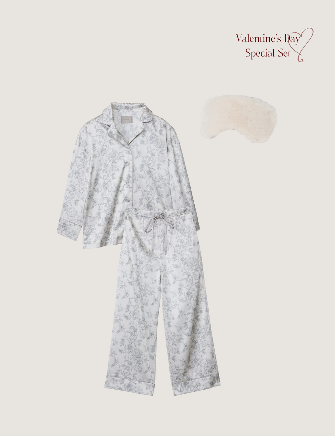 "Moonlight Serenity Set"（Satin Nightwear + Eyemask） / 亜麻(beige)