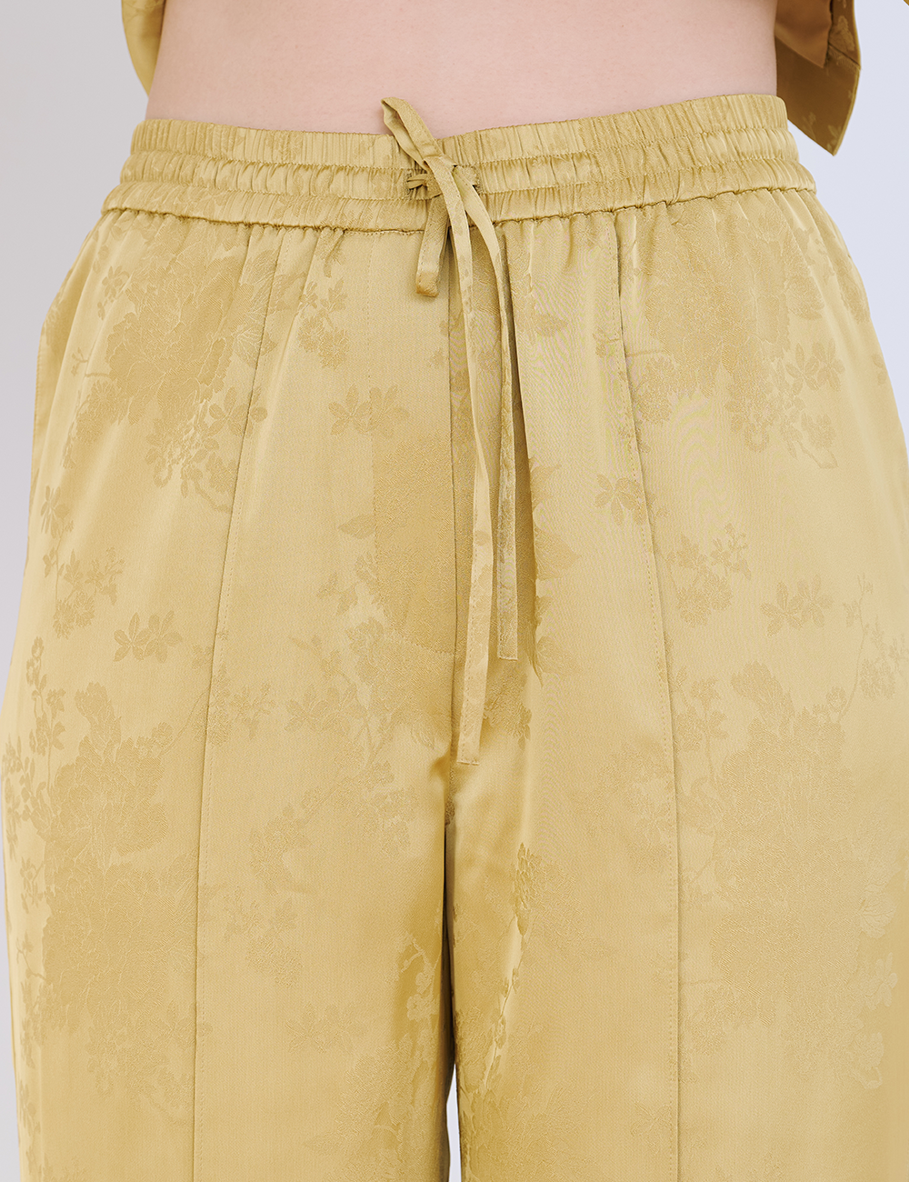 Jacquard Lounge Satin Pants / mustard