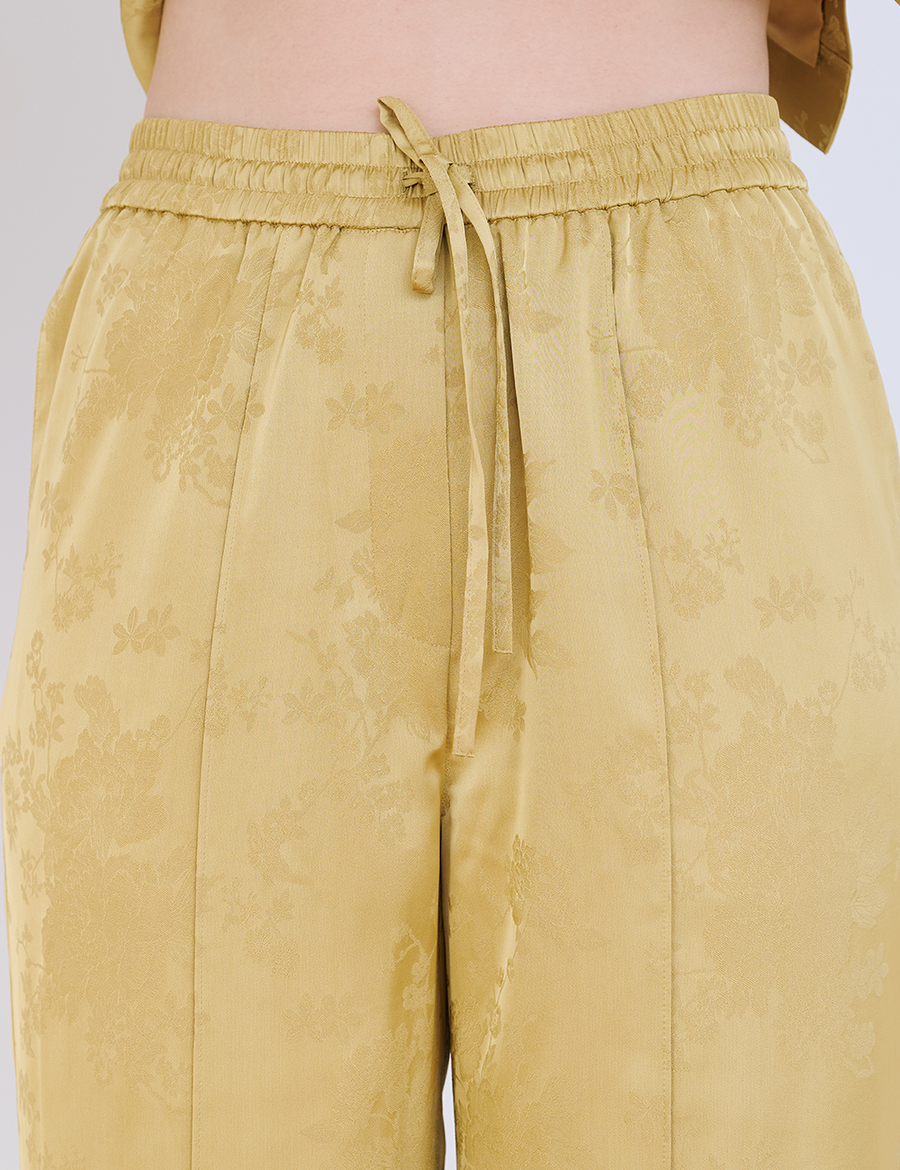 Jacquard Lounge Satin Pants / mustard