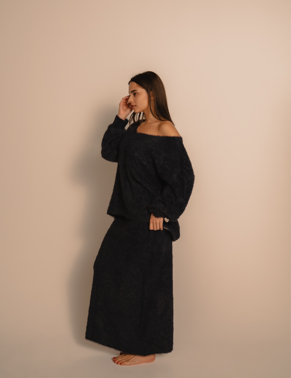 Luxe Touch Knit Maxi Skirt / 濃藍(navy)