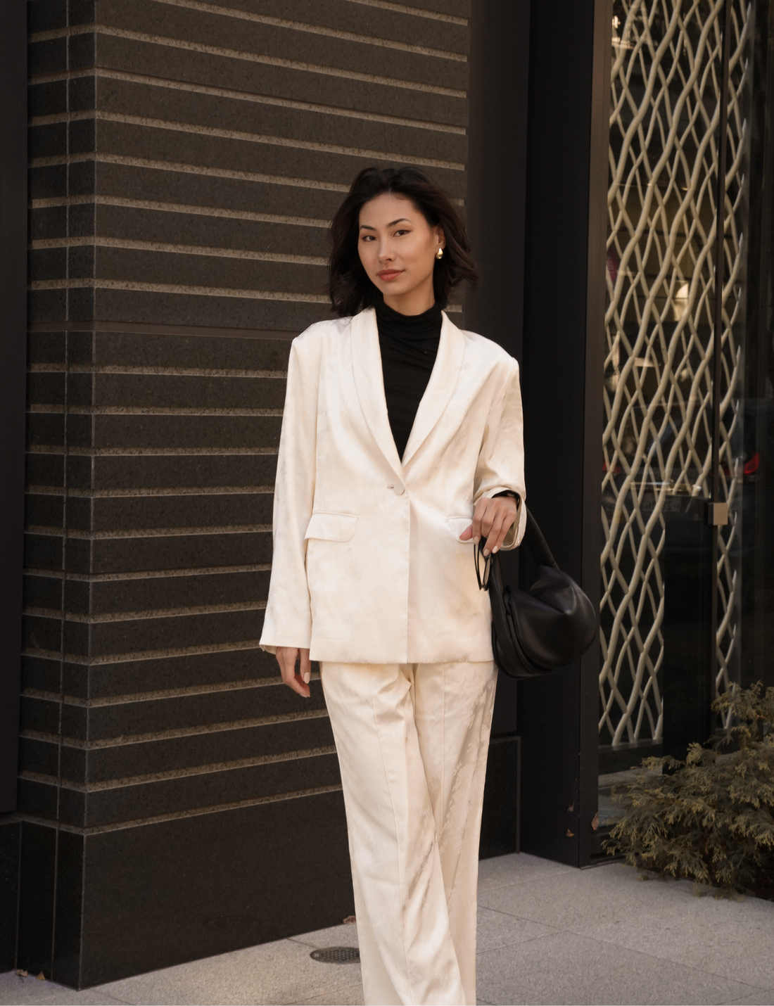 Jacquard Lounge Satin Pants / 白花(ivory)