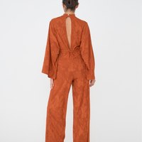 Mandarin Glow Jacquard Jumpsuit / Amber(mandarin)