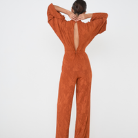 Mandarin Glow Jacquard Jumpsuit / Amber(mandarin)