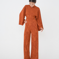 Mandarin Glow Jacquard Jumpsuit / 琥珀(mandarin)