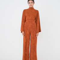 Mandarin Glow Jacquard Jumpsuit / 琥珀(mandarin)