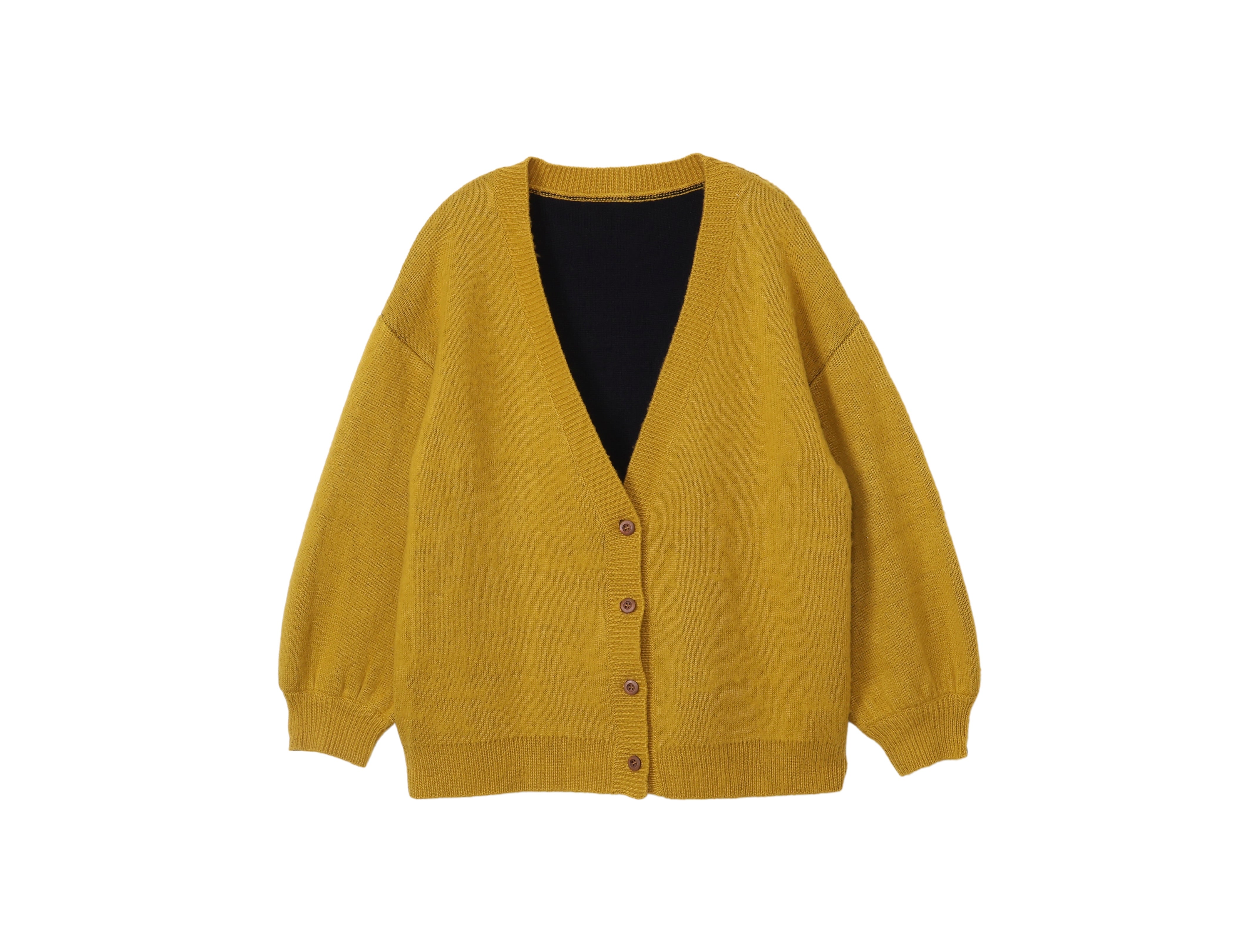 reversible V-neck knit cardigan / 蜂蜜(mustard × navy)