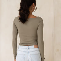 Padded Long Sleeve Top / Matsuba (khaki)