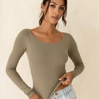 Padded Long Sleeve Top / Matsuba (khaki)