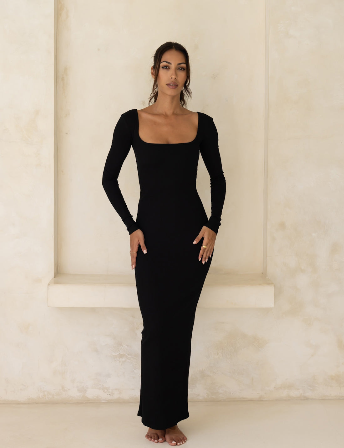 Wear and Go Long Sleeve Maxi Dress / Sumi(black)