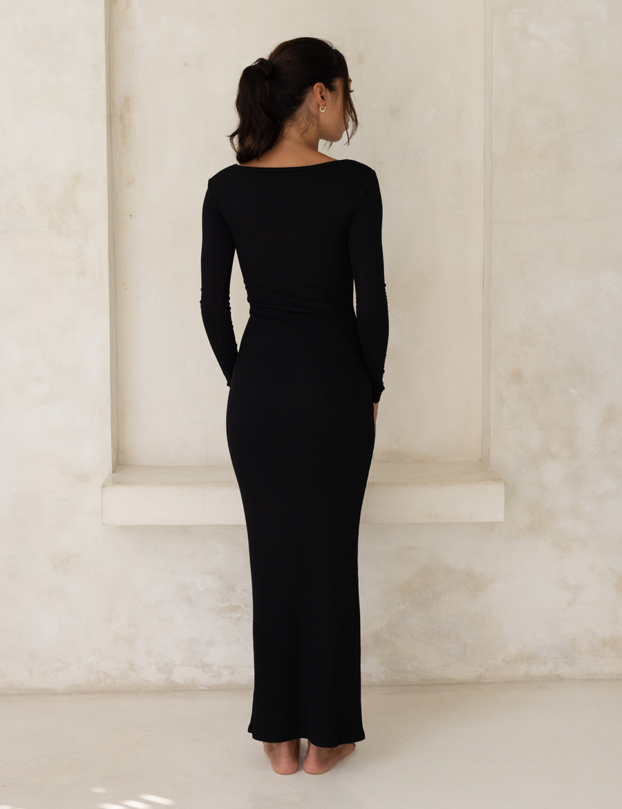 Wear and Go Long Sleeve Maxi Dress / Sumi(black)