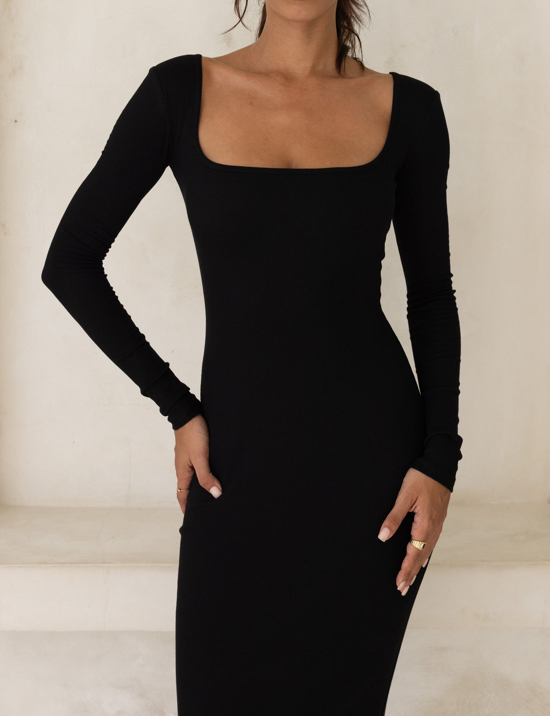 Wear and Go Long Sleeve Maxi Dress / Sumi(black)