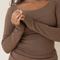 Padded Long Sleeve Top / brown