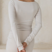 Padded Long Sleeve Top / 白花(ivory)