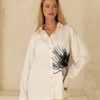 Harmony Elegant Satin Shirt / Gofun(white)