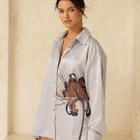 Harmony Elegant Satin Shirt / Gray