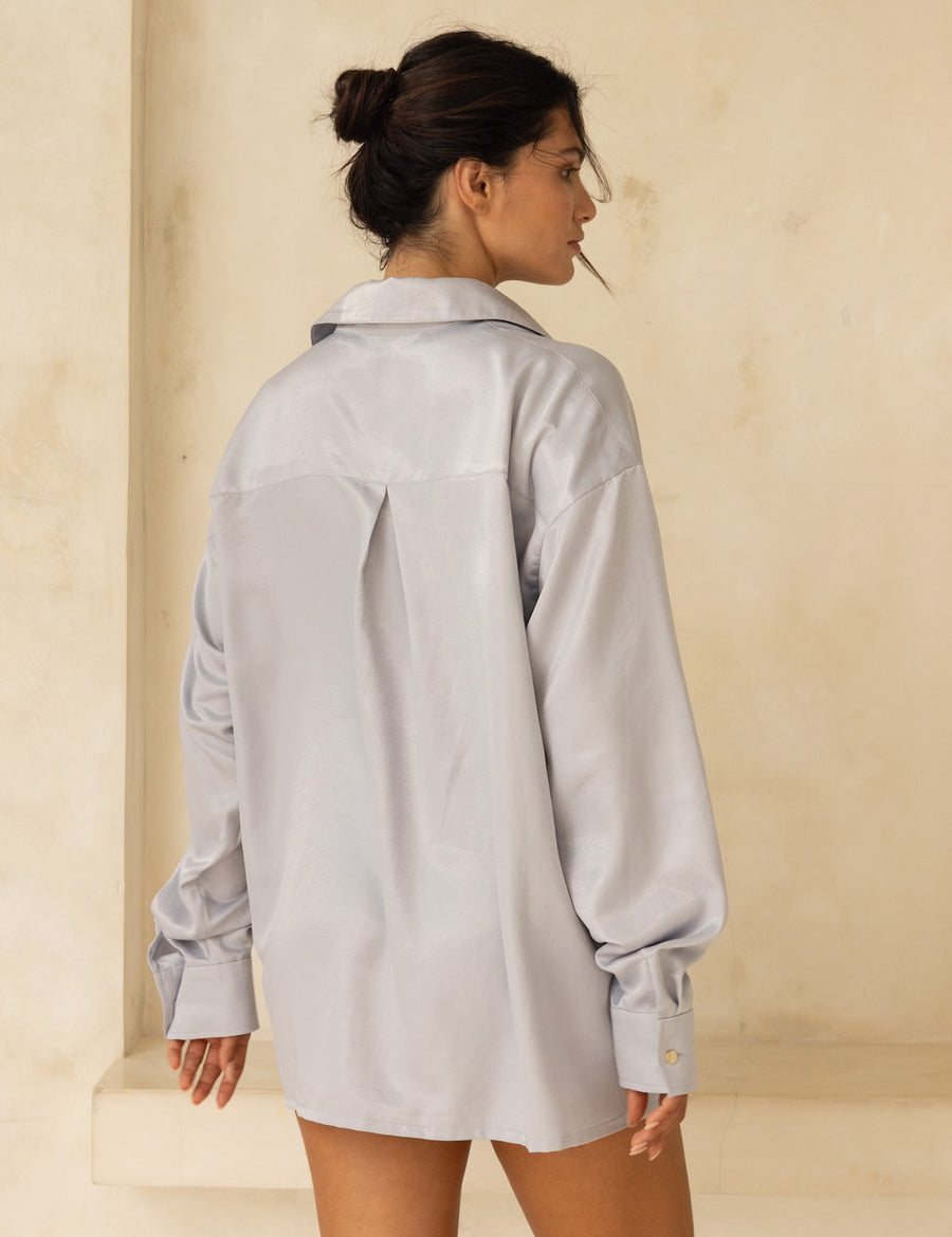 Harmony Elegant Satin Shirt / Gray