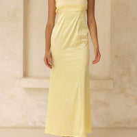 Serene Satin Draped Dress / Hanaba (Yellow)