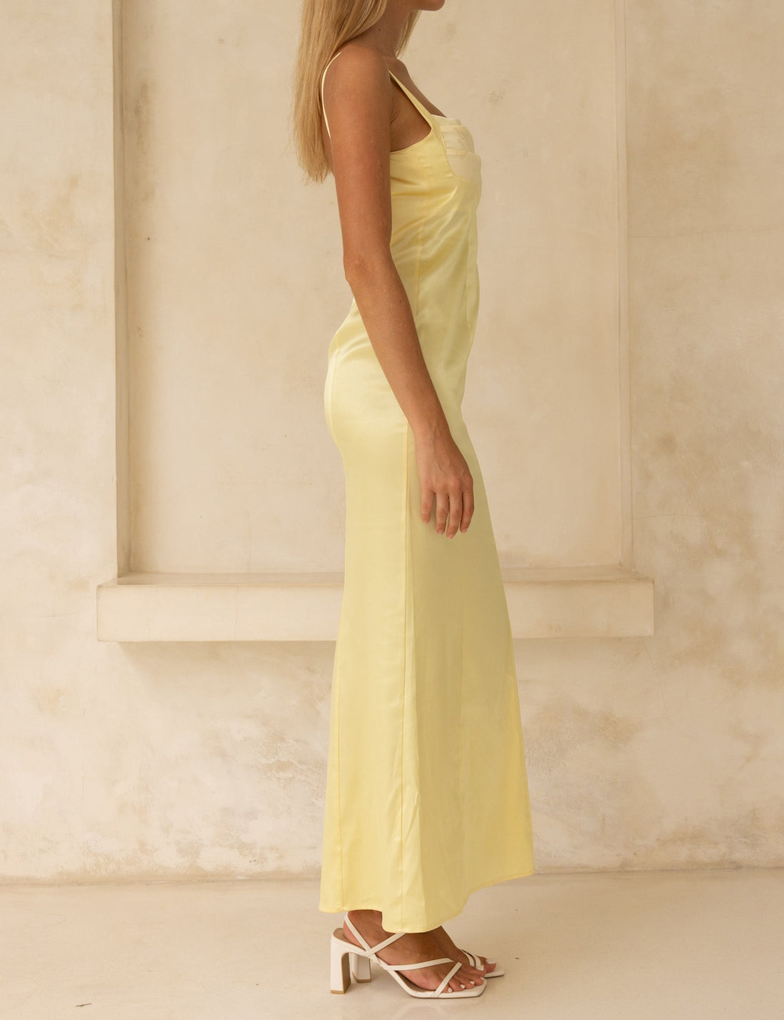 Serene Satin Draped Dress / Hanaba (Yellow)