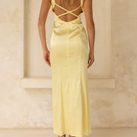 Serene Satin Draped Dress / Hanaba (Yellow)