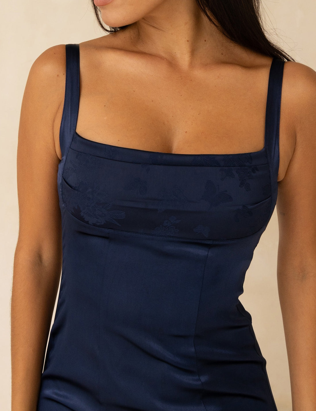 Serene Satin Draped Dress / Navy