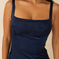 Serene Satin Draped Dress / Navy