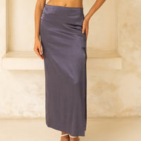 Serene Satin Style Up Skirt / Navy